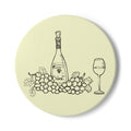 Wine Bottle & Grapes Ceramic Coaster – Rustic Vineyard Drink Coaster